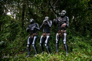 Three Bugamo Skeleton men, Paiya Village Papua New Guinea