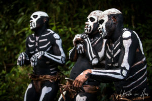 Three Bugamo Skeleton men, Paiya Village Papua New Guinea