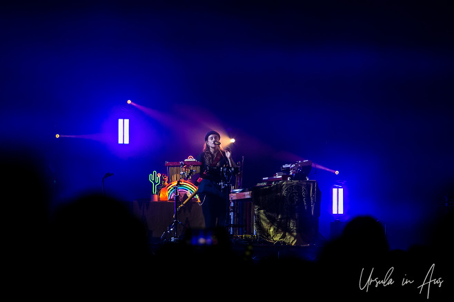 Tash Sultana on stage at Byron Bay Bluesfest 2019, AU