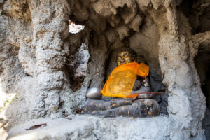 Fat Monk in a Niche, Wat Chakrawatrachawat Woramahawihan, Bangkok Thailand