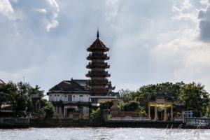 Chinese Temple on the Chao Praya River, Bangkok Thailand