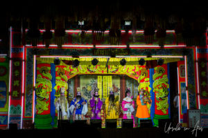Chinese opera performers on stage, Chao Zhou Shi Kong Shrine, Bangkok