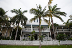 White house at 58 Front Street, seen from Emma Street, Key West Florida USA