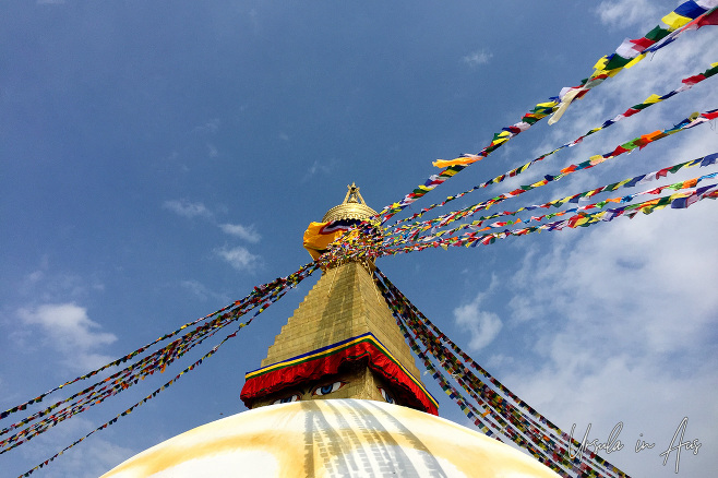 Prayer Flags on Boudhanath Stupa, Kathmandu Nepal
