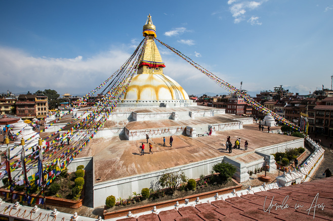 Looking over Boudhanath Stupa, Kathmandu Nepal