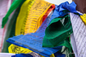 Prayer flags at the outer edge of Boudhanath stupa, Kathmandu Nepal