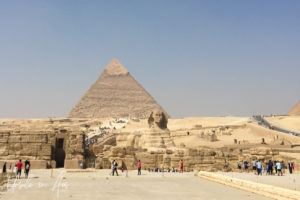 The sphinx and the Pyramid of Pharaoh Khafre, Giza Egypt