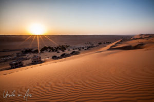 Sunrise over the desert dunes, Wahiba Sands, Oman