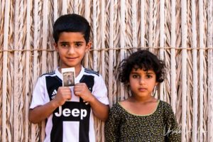 Portrait: two Bedouin children, Wahiba Sands, Oman
