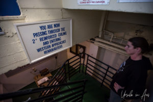 Staircase into the Western Approaches Headquarters, Liverpool UK