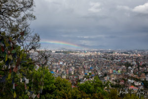 Rainbow over Kathmandu from Swayambhunath, Nepal