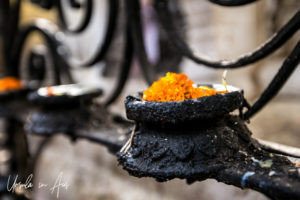Marigolds and Wrought Iron, Swayambhunath, Kathmandu Valley Nepal