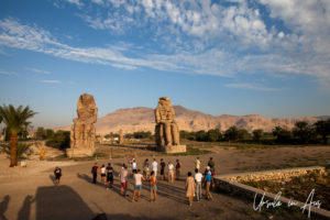 People at the Colossi of Memnon, Luxor Egypt