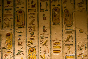 Hieroglyphics in Tomb of Rameses IV, Valley of the Kings, Luxor Egypt
