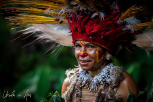 Portrait: Tribal woman from Jiwaka Province in traditional costume, Papua New Guinea