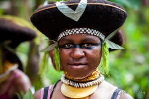 Young Enga woman in traditional costume, Western Highlands, Papua New Guinea