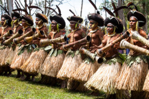 Engan Dancers in traditional costume, Western Highlands, Papua New Guinea