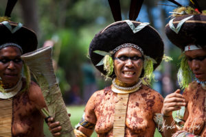 Engan Woman in Body Paint and traditional costume, Western Highlands, Papua New Guinea