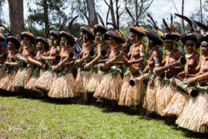 Engan Dancers in traditional costume, Western Highlands, Papua New Guinea