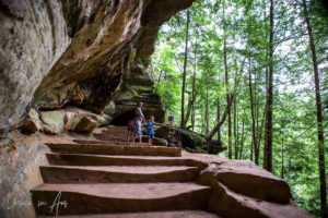 People on a stairway, Hocking Hills State Park, Ohio