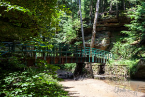 Bridge with green railings, Hocking Hills State Park, Ohio