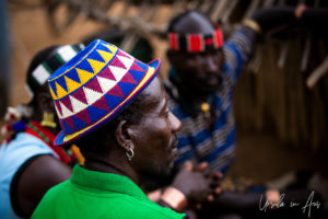 Portrait: Hamar man in a colourful hat, Omo Valley Ethiopia
