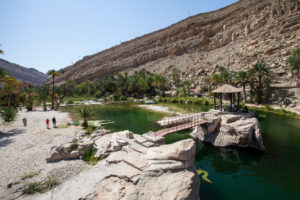 Pavilion on a rock, Wadi Bani Khalid, Oman