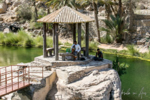 Pavilion on a rock, Wadi Bani Khalid, Oman