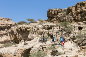 rocky cliffs and steps, Wadi Bani Khalid, Oman