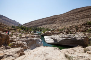 Looking over the Upper Pools to the main baths, Wadi Bani Khalid, Oman