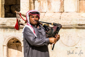 Portrait: Jordanian Bagpiper, the South Theatre, Jerash Jordan
