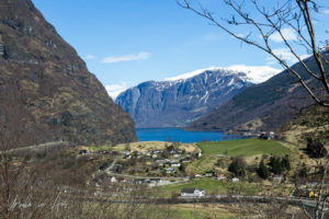 Flåm Village from the Brekkefossen Waterfall Track, Norway