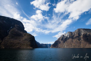 Snow dusted mountains, Aurlandsfjord, Norway