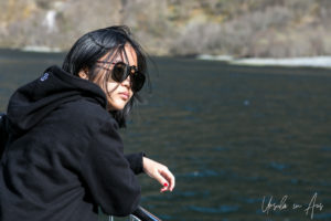 Passenger on a tour boat, Nærøyfjord,, Norway