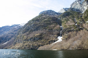 Waterfall on Nærøyfjord, Norway