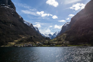 Undredal from the water,Aurlandsfjord, Norway