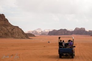 Truckload of tourists in Wadi Rum, Jordan