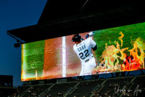 Canó batting on the big screen, Safeco, Seattle USA