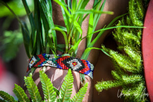 Close up: Western Highland beaded armband with grasses, Paiya Village, Papua New Guinea.