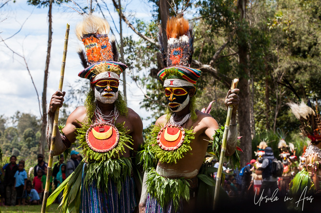 Western Highlands men in face-paint, Paiya Village, Papua New Guinea.