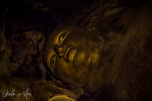 Head of the reclining Buddha, Dambulla Cave Temple, Sri Lanka