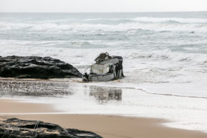 Tourist bus wreck in the ocean, Seventy-Five Mile Beach, Fraser Island, Queensland Australia