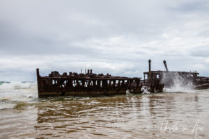 The skeleton of the SS Maheno, Seventy-Five Mile Beach, Fraser Island, Queensland Australia