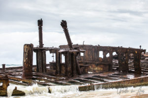 The skeleton of the SS Maheno, Seventy-Five Mile Beach, Fraser Island, Queensland Australia