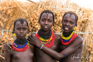 Three Daasanach Teen girls, Omo Valley Ethiopia