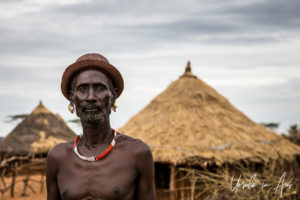 Portrait: Hamar man in a small-brimmed hat, Omo Valley Ethiopia