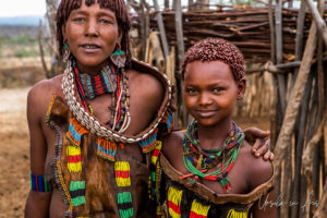 Portrait: Hamar mother and daughter, Omo Valley Ethiopia