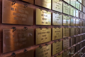 Brass employee name plates, Cowan Railway Museum, TN USA