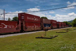 Hambug Süd containers, Freight Train, CSX Mainline, Cowan TN USA
