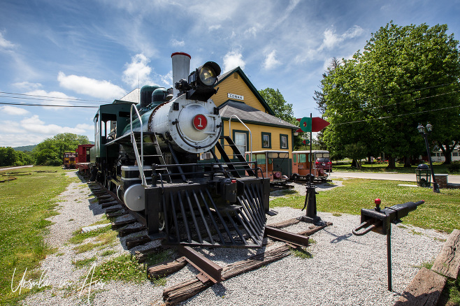 Old Steam Locomotive in front of the Cowan Railway Museum, TN USA